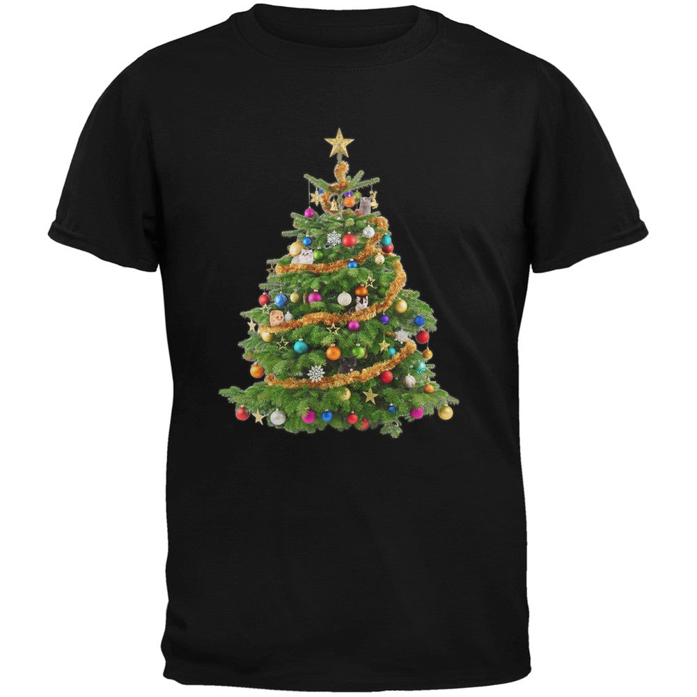 Cats In Christmas Tree Black Youth T-Shirt Youth T-Shirts Old Glory