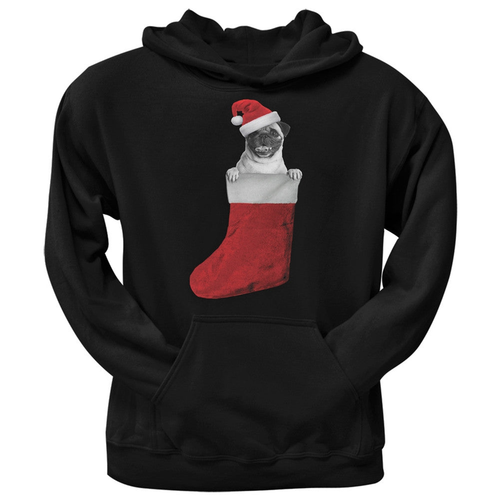 Christmas Stocking Pug Black Adult Hoodie Sweatshirts Old Glory