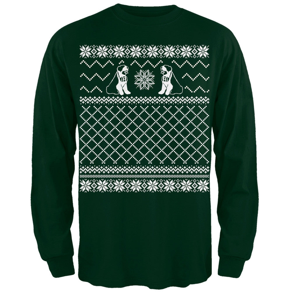 Saint Bernard Ugly Christmas Sweater Green Adult Long Sleeve T-Shirt Men's Long Sleeves Old Glory