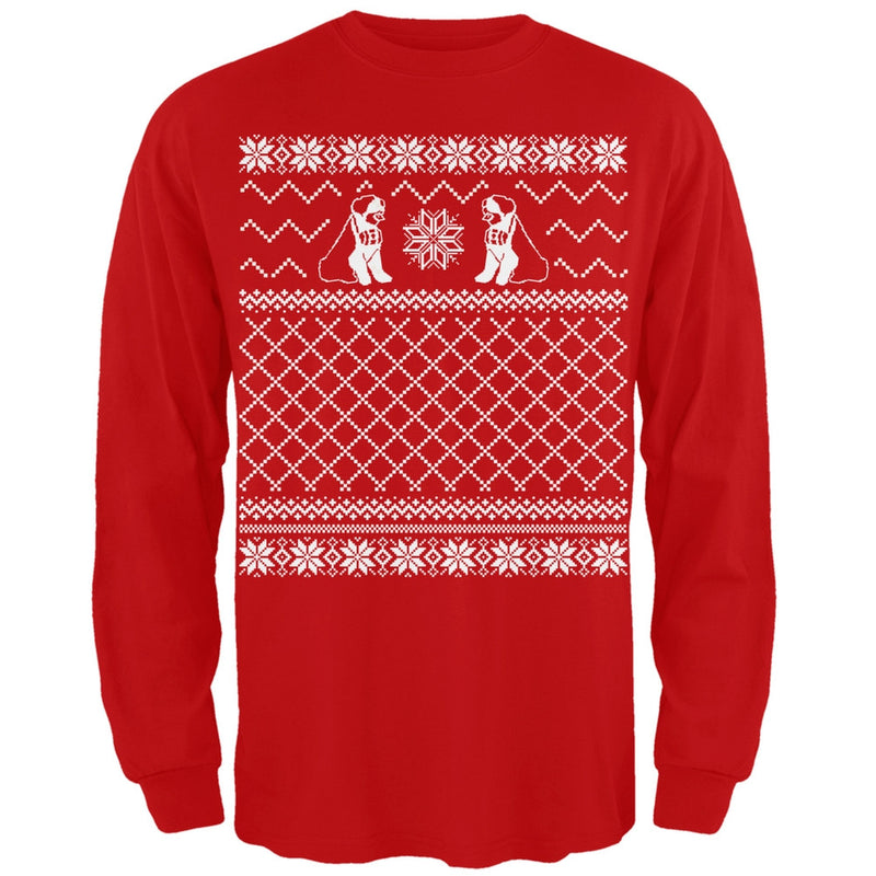 Saint Bernard Ugly Christmas Sweater Green Adult Long Sleeve T-Shirt Men's Long Sleeves Old Glory