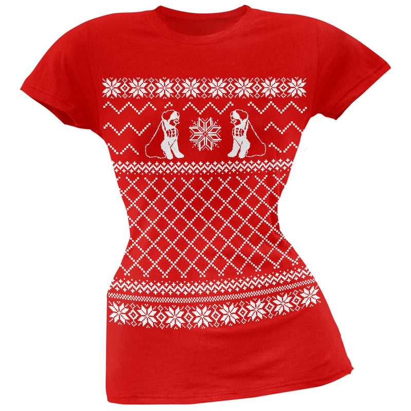 Saint Bernard Ugly Christmas Sweater Green Soft Juniors T-Shirt Juniors T-Shirts Old Glory