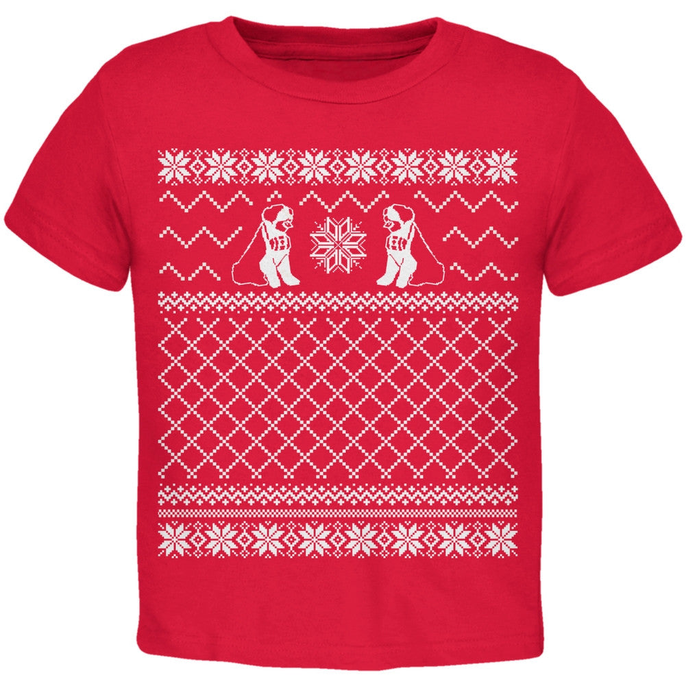 Saint Bernard Ugly Christmas Sweater Green Toddler T-Shirt Toddler T-Shirts Old Glory