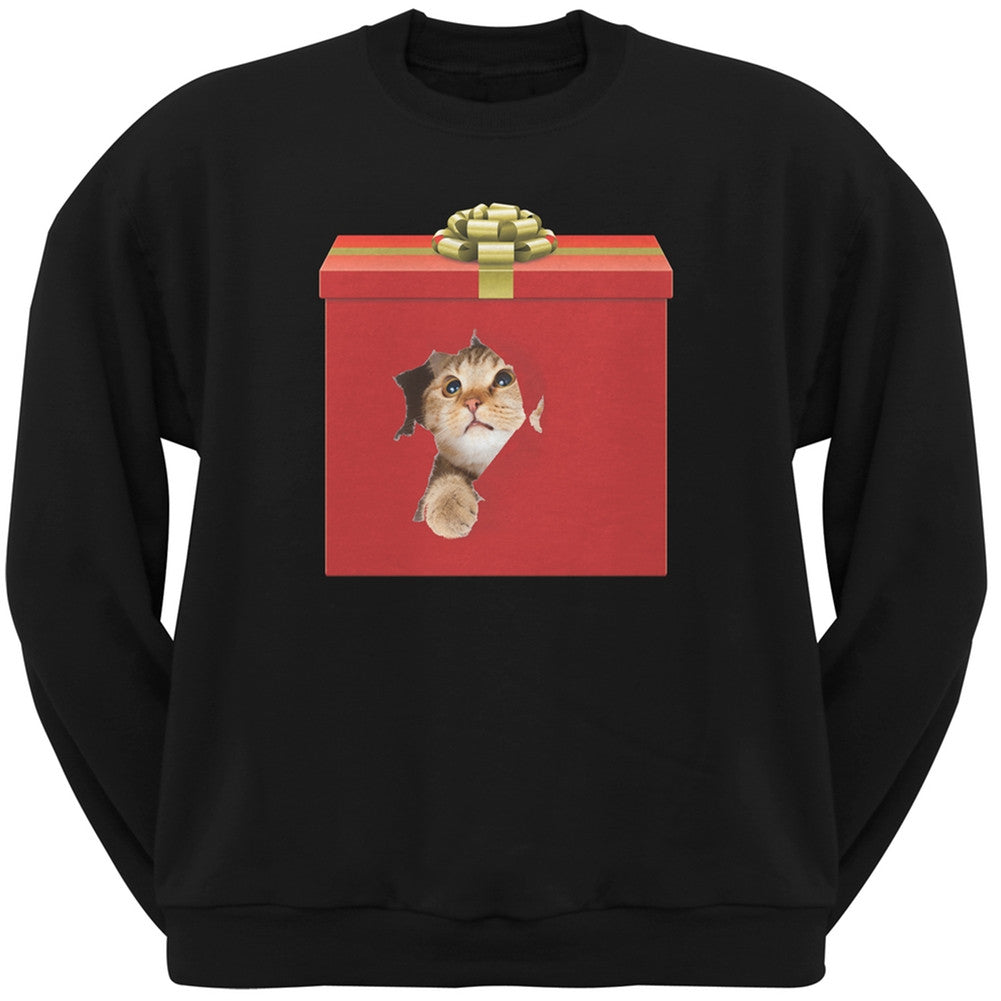 Christmas Present Cat Black Pullover Hoodie Sweatshirts Old Glory