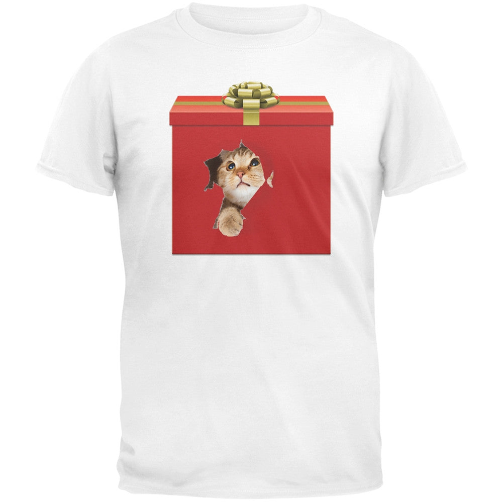 Christmas Present Cat Black T-Shirt Men's T-Shirts Old Glory