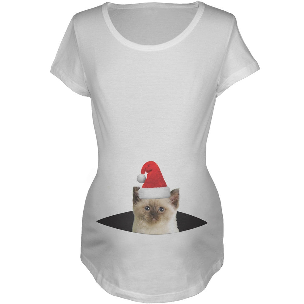 Peeking Kitten Women's Maternity T-Shirt Maternity T-Shirts Old Glory