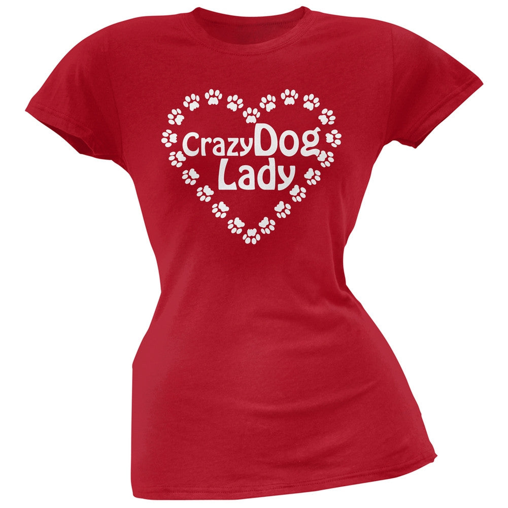 Crazy Dog Lady Paw Heart Pink Soft Juniors T-Shirt Juniors T-Shirts Old Glory