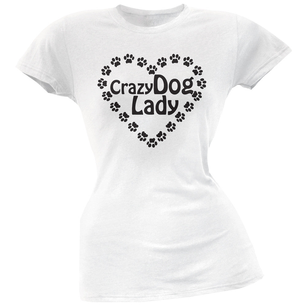Crazy Dog Lady Paw Heart Pink Soft Juniors T-Shirt Juniors T-Shirts Old Glory