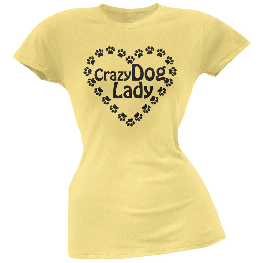 Crazy Dog Lady Paw Heart Pink Soft Juniors T-Shirt Juniors T-Shirts Old Glory