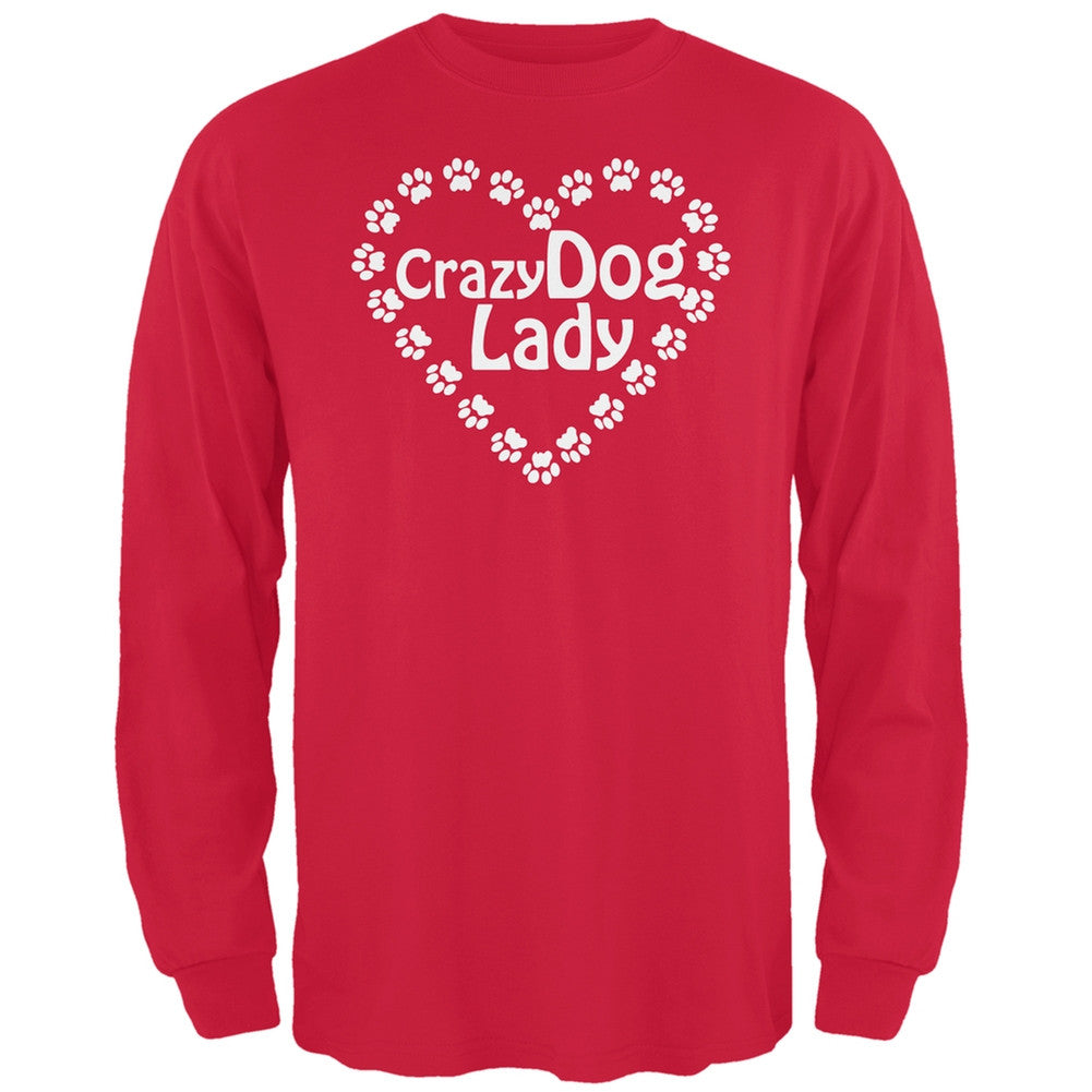 Crazy Dog Lady Paw Heart Black Adult Long Sleeve T-Shirt Men's Long Sleeves Old Glory