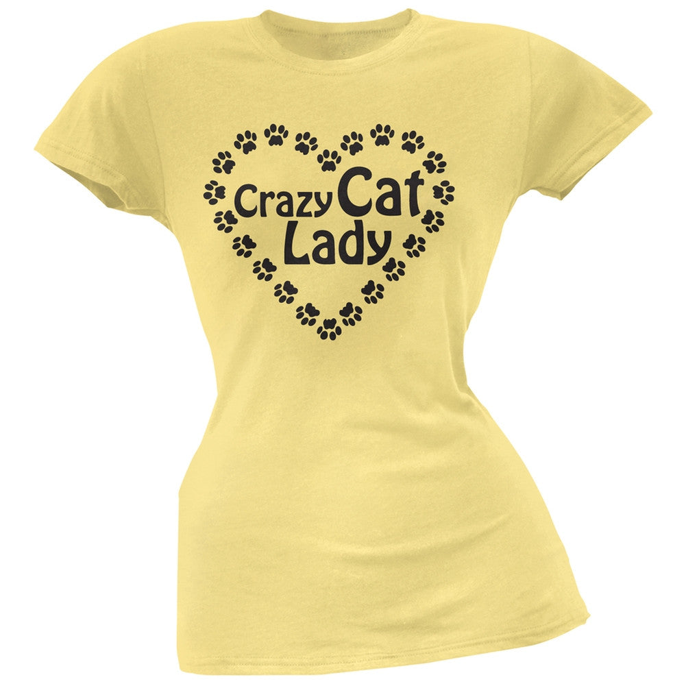 Crazy Cat Lady Paw Heart Pink Soft Juniors T-Shirt Juniors T-Shirts Old Glory