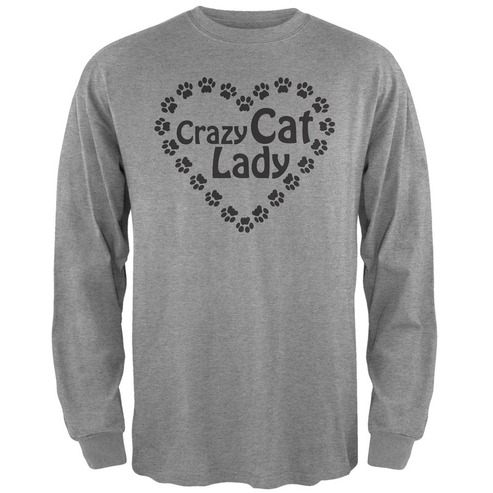 Crazy Cat Lady Paw Heart Black Adult Long Sleeve T-Shirt Men's Long Sleeves Old Glory
