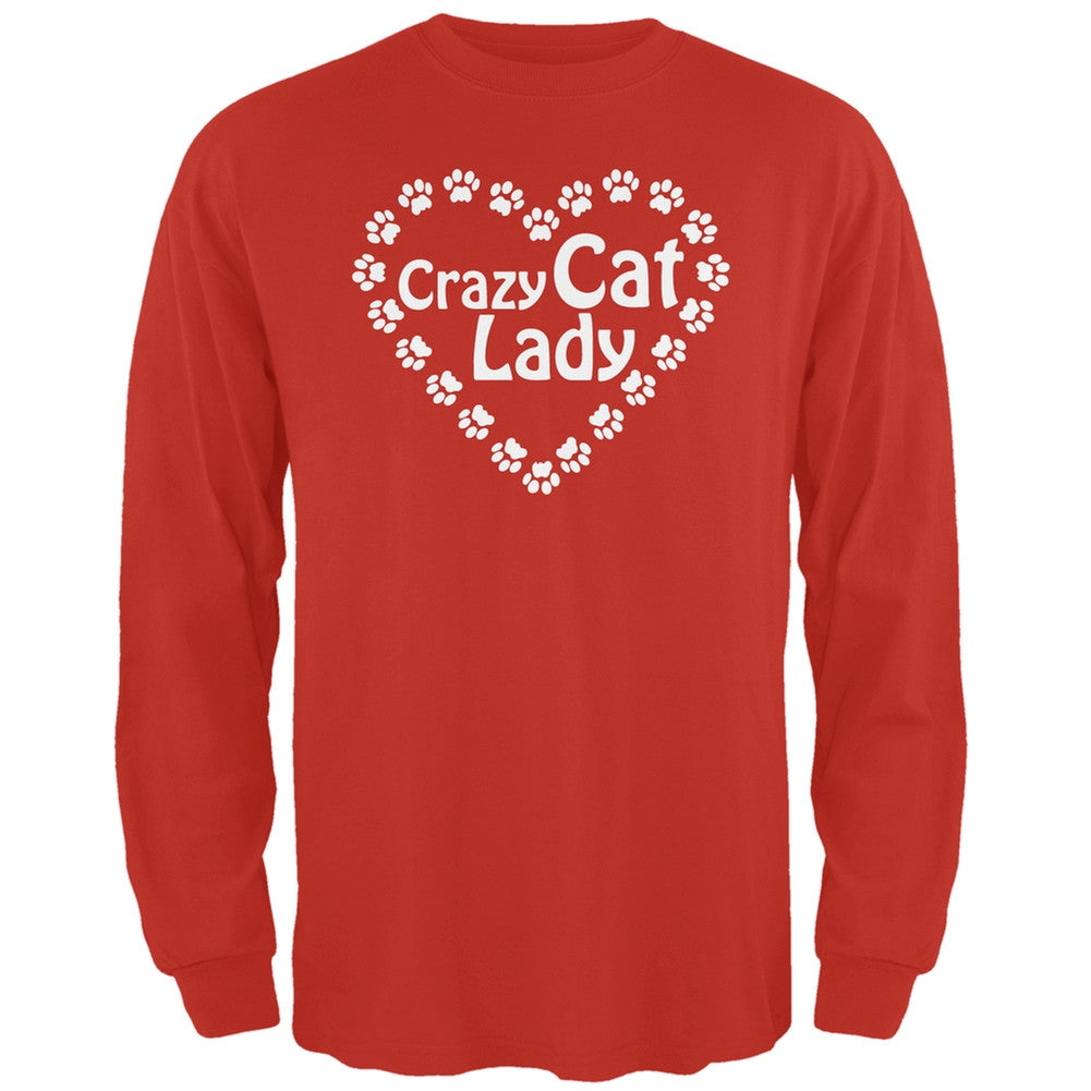 Crazy Cat Lady Paw Heart Black Adult Long Sleeve T-Shirt Men's Long Sleeves Old Glory