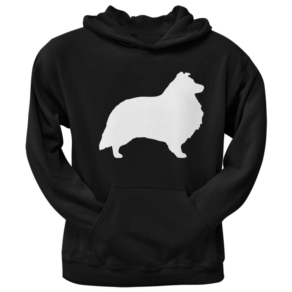 Sheltie Silhouette Black Adult Pullover Hoodie Sweatshirts Old Glory