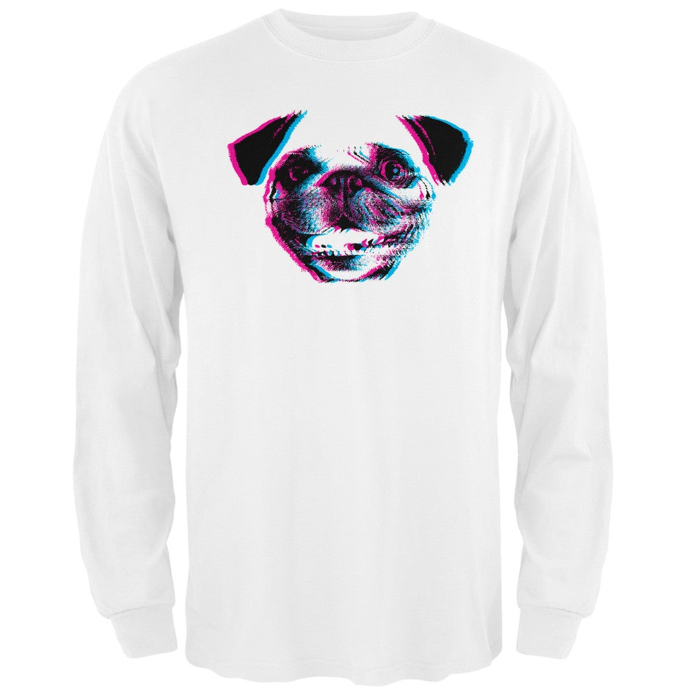 3D Pug Face Black Adult Long Sleeve T-Shirt Men's Long Sleeves Old Glory