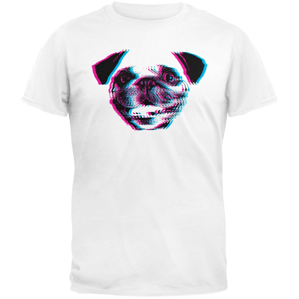 3D Pug Face Black Adult T-Shirt Men's T-Shirts Old Glory