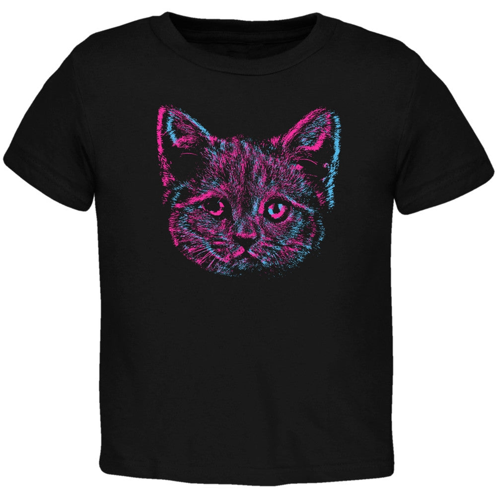 3D Cat Face Black Toddler T-Shirt Toddler T-Shirts Old Glory