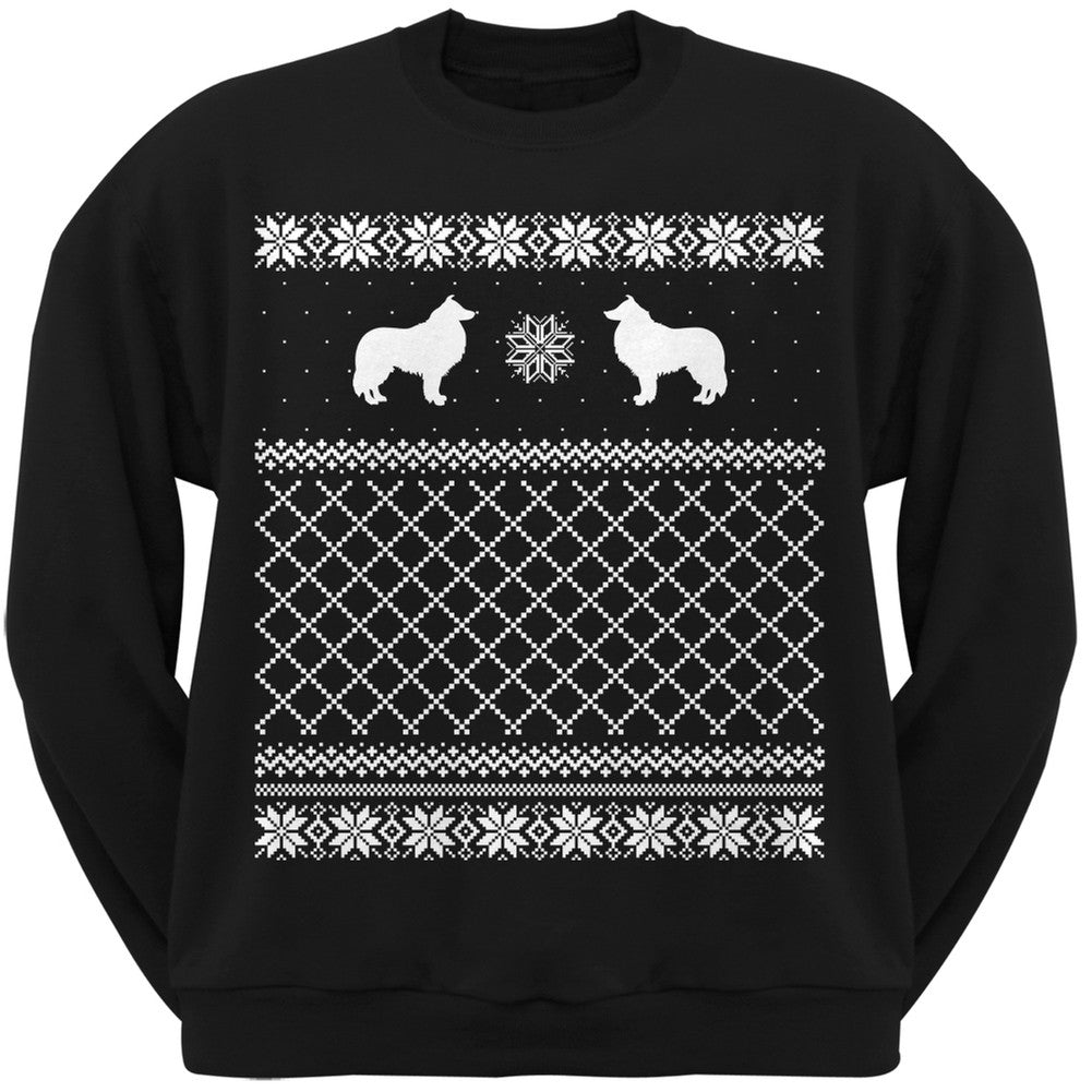 Collie Black Adult Ugly Christmas Sweater Crew Neck Sweatshirt Sweatshirts Old Glory