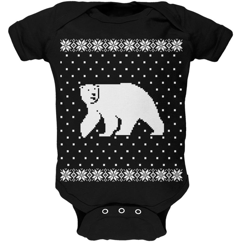 Big Polar Bear Ugly Christmas Sweater Soft Baby One Piece Baby One Piece Old Glory 12-18 Mo Black