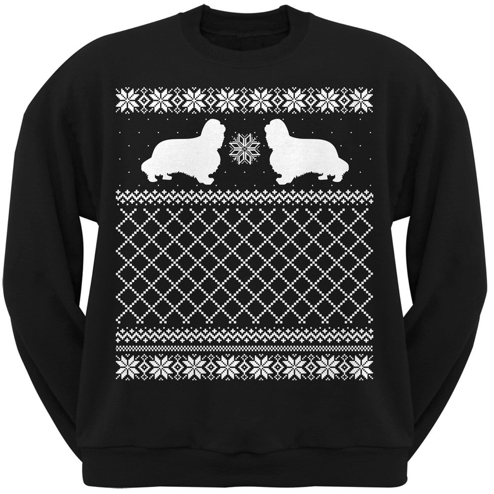 King Charles Spaniel Black Adult Ugly Christmas Sweater Crew Neck Sweatshirt Sweatshirts Old Glory