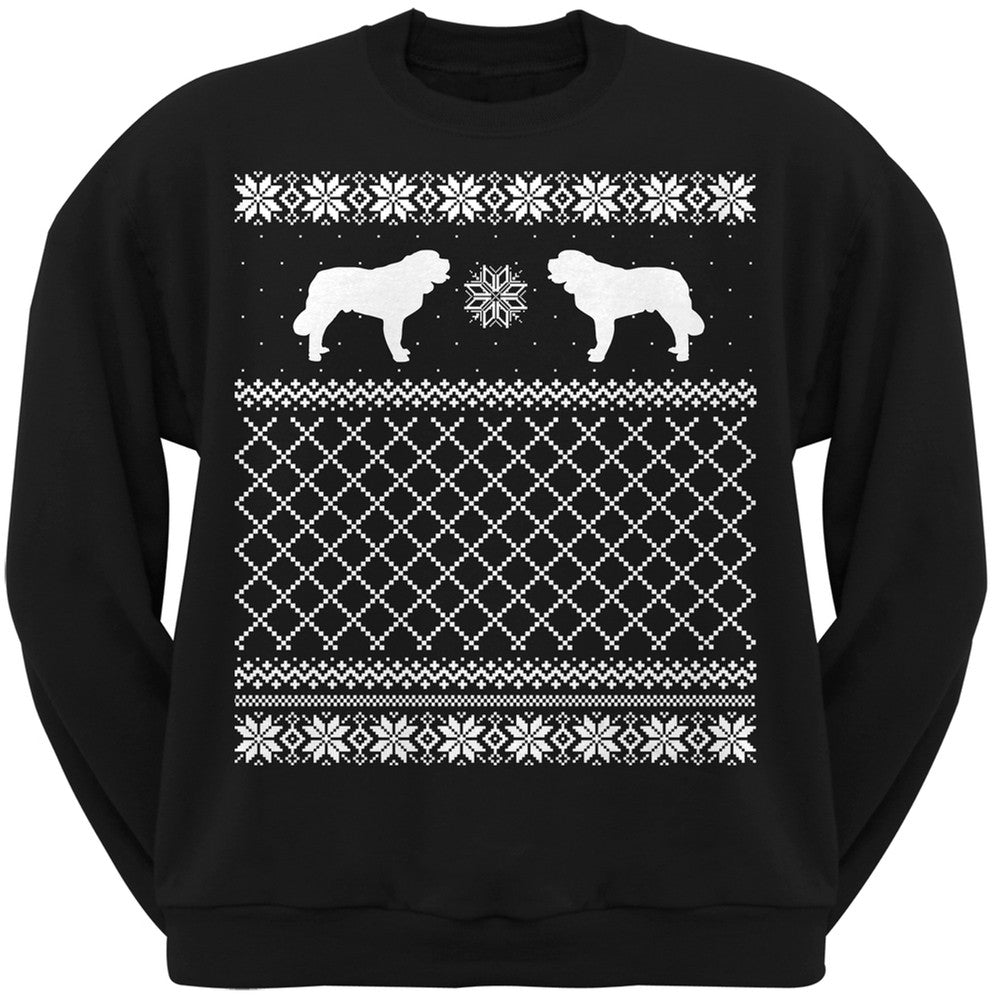 Saint Bernard Black Adult Ugly Christmas Sweater Crew Neck Sweatshirt Sweatshirts Old Glory