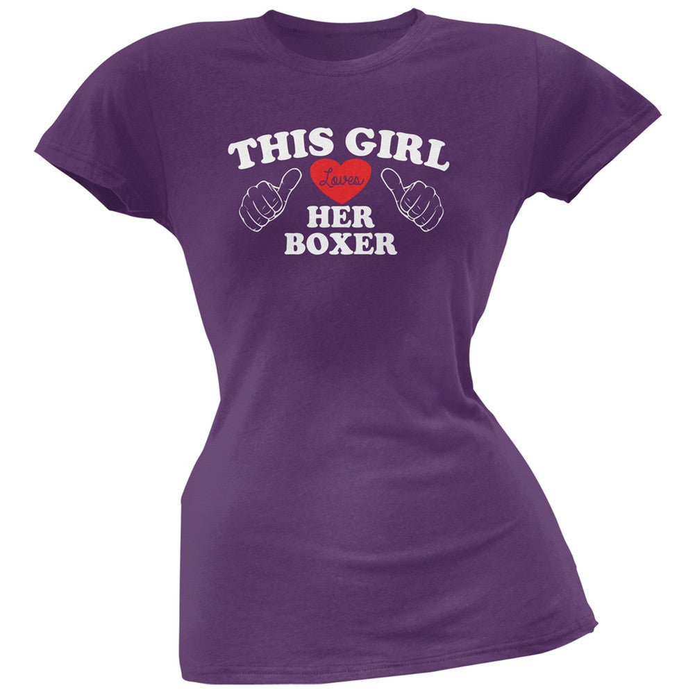 This Girl Loves Her Boxer Black Soft Juniors T-Shirt Juniors T-Shirts Old Glory