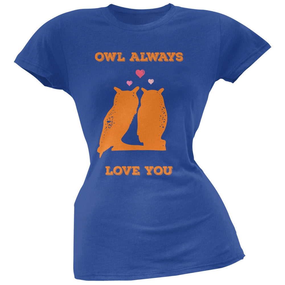 Valentine's Day - Paws - Owl Always Love You Royal Blue Soft Juniors T-Shirt Juniors T-Shirts Old Glory