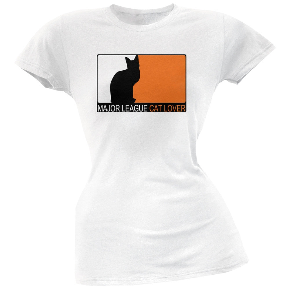 Major League Cat Lover White Juniors Soft T-Shirt Juniors T-Shirts Old Glory