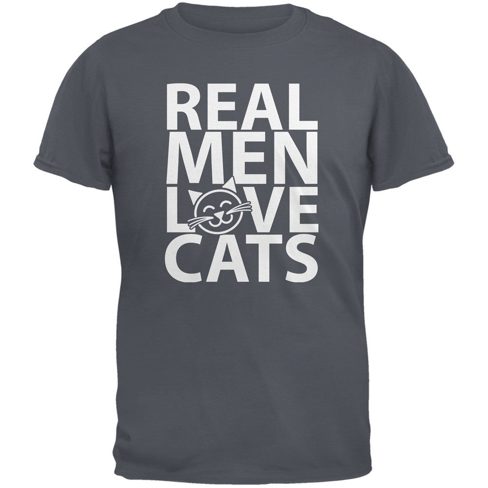 Valentine's Day - Real Men Love Cats Grey Adult T-Shirt Men's T-Shirts Old Glory 2XL Grey