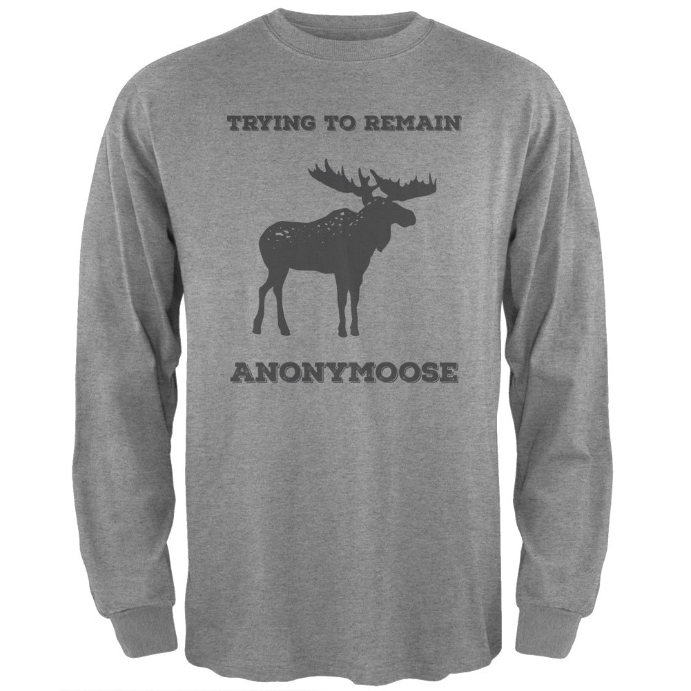 PAWS - Moose Trying to Remain Anonymoose Heather Long Sleeve T-Shirt Men's Long Sleeves Old Glory 2XL Grey