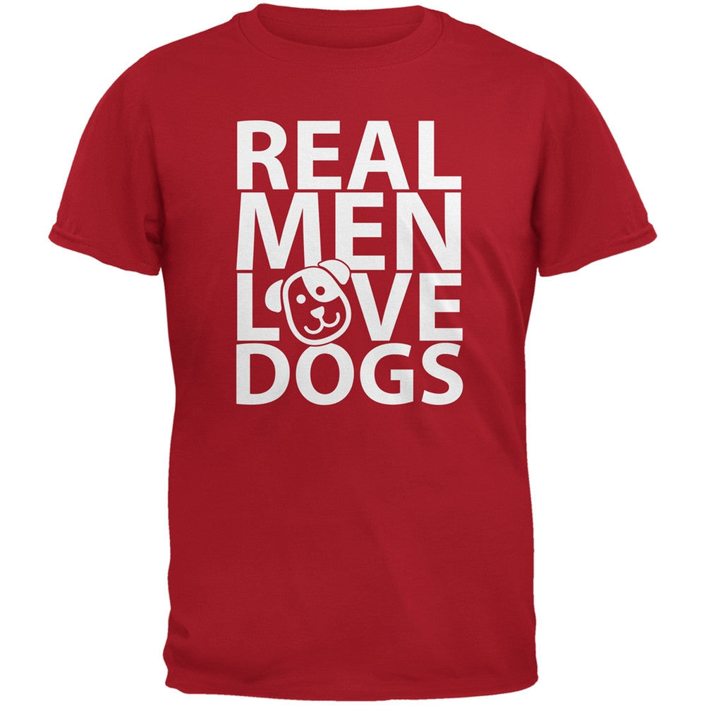 Valentine's Day - Real Men Love Dogs Red Adult T-Shirt Men's T-Shirts Old Glory 2XL Red