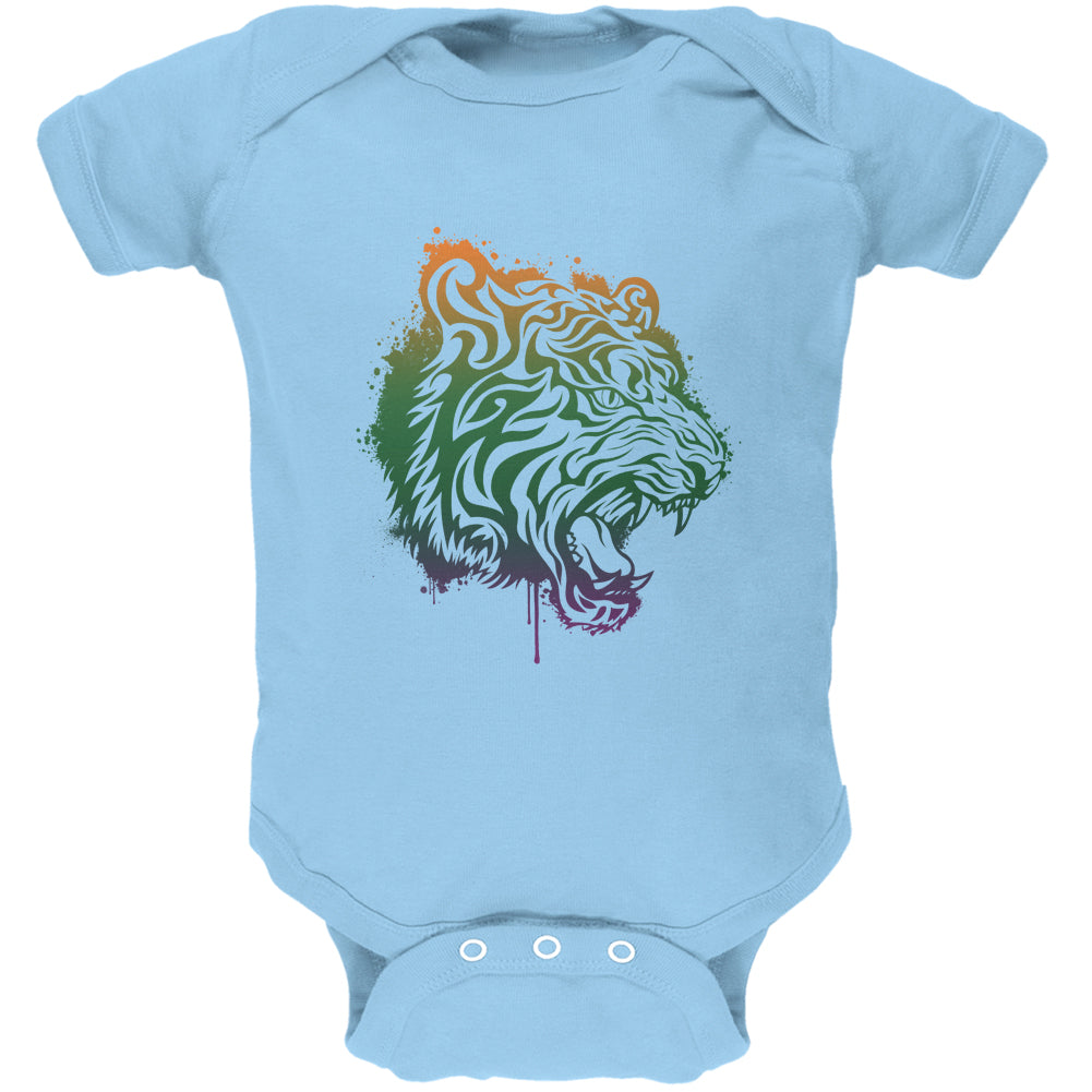 Splatter Tiger Light Blue Soft Baby One Piece Baby One Piece Old Glory 12 Light Blue