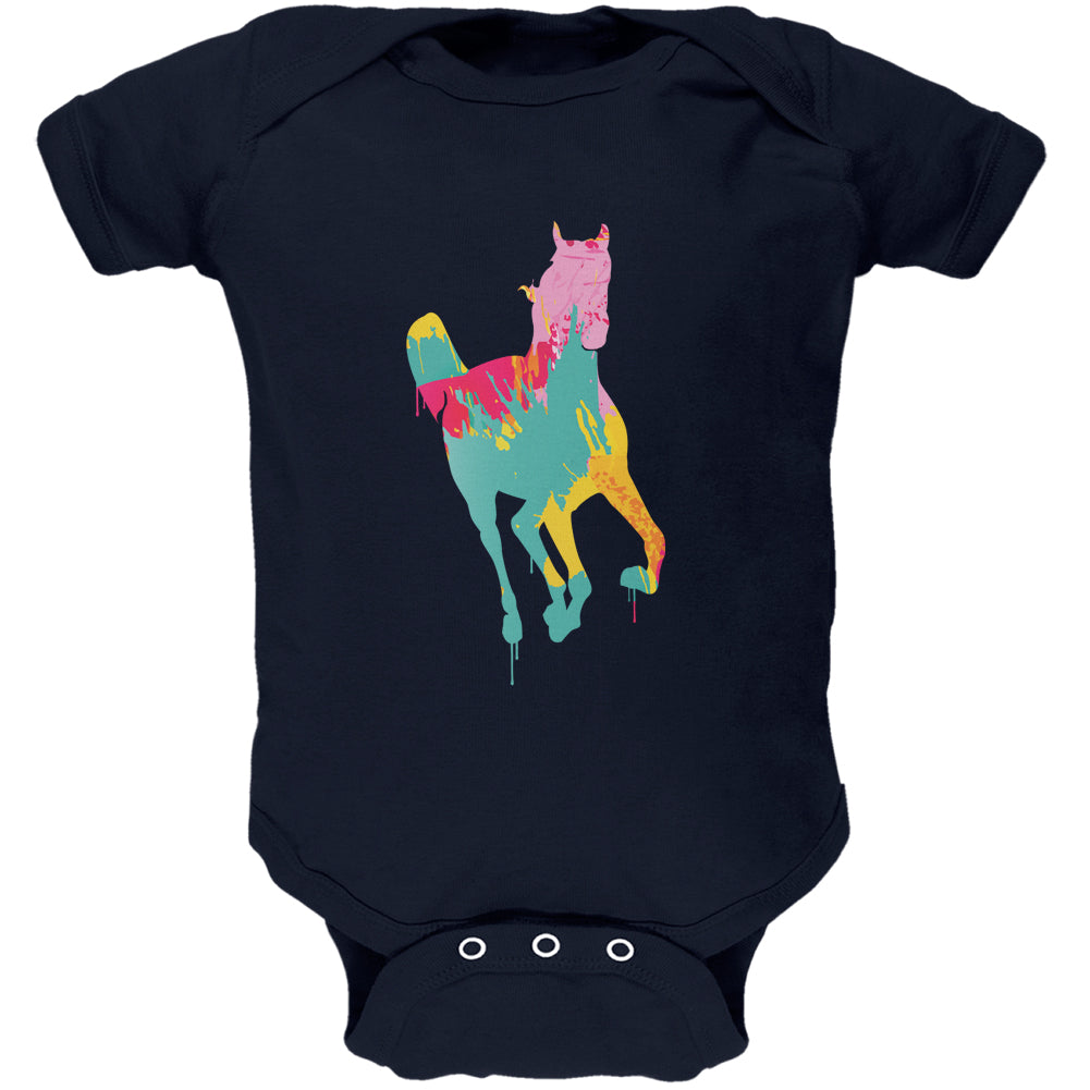 Splatter Horse Navy Soft Baby One Piece Baby One Piece Old Glory 12 Dark Blue