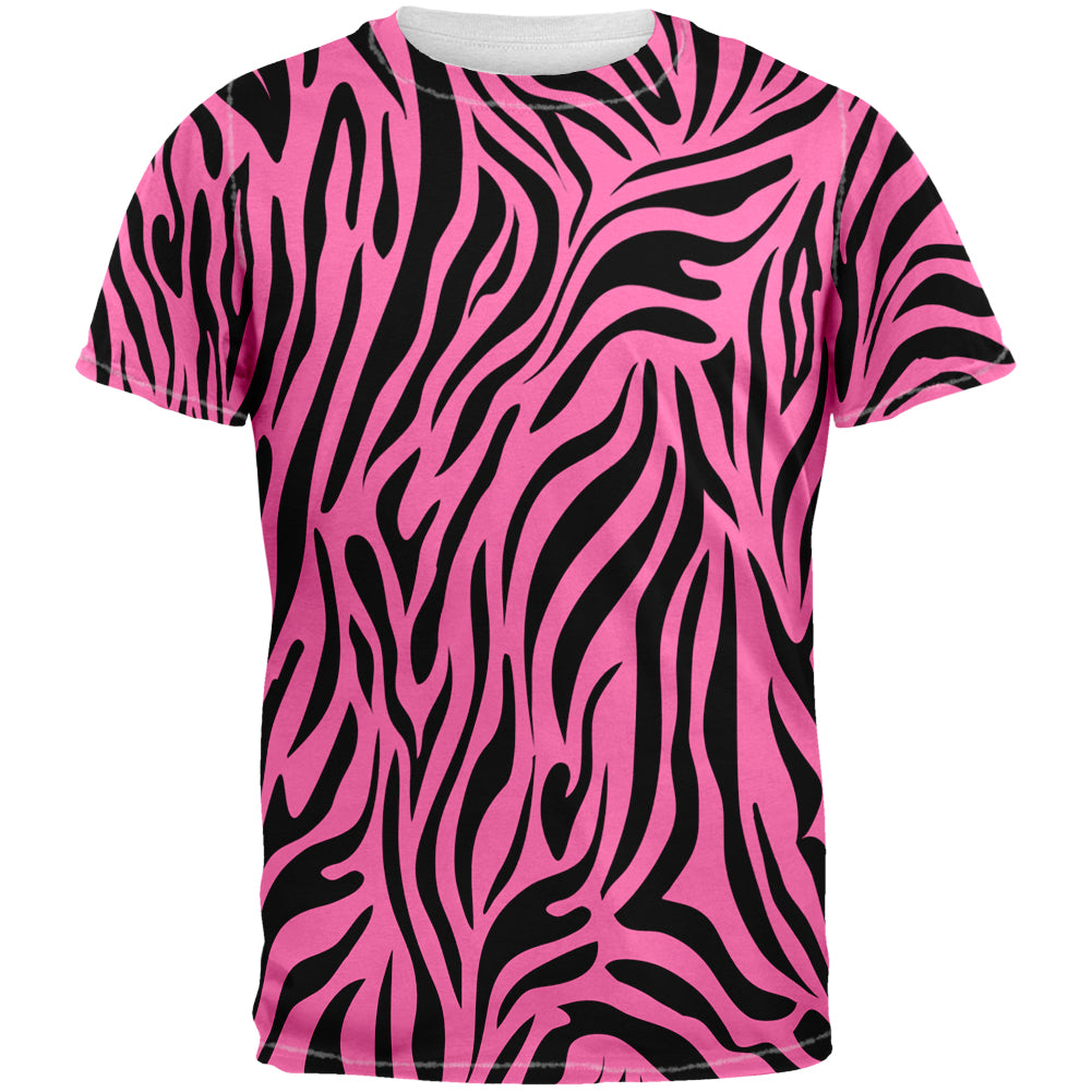 Zebra Print Pink Sublimated Adult T-Shirt Men's T-Shirts Old Glory 2XL Pink