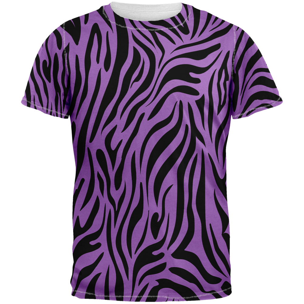 Zebra Print Purple Sublimated Adult T-Shirt Men's T-Shirts Old Glory 2XL Purple