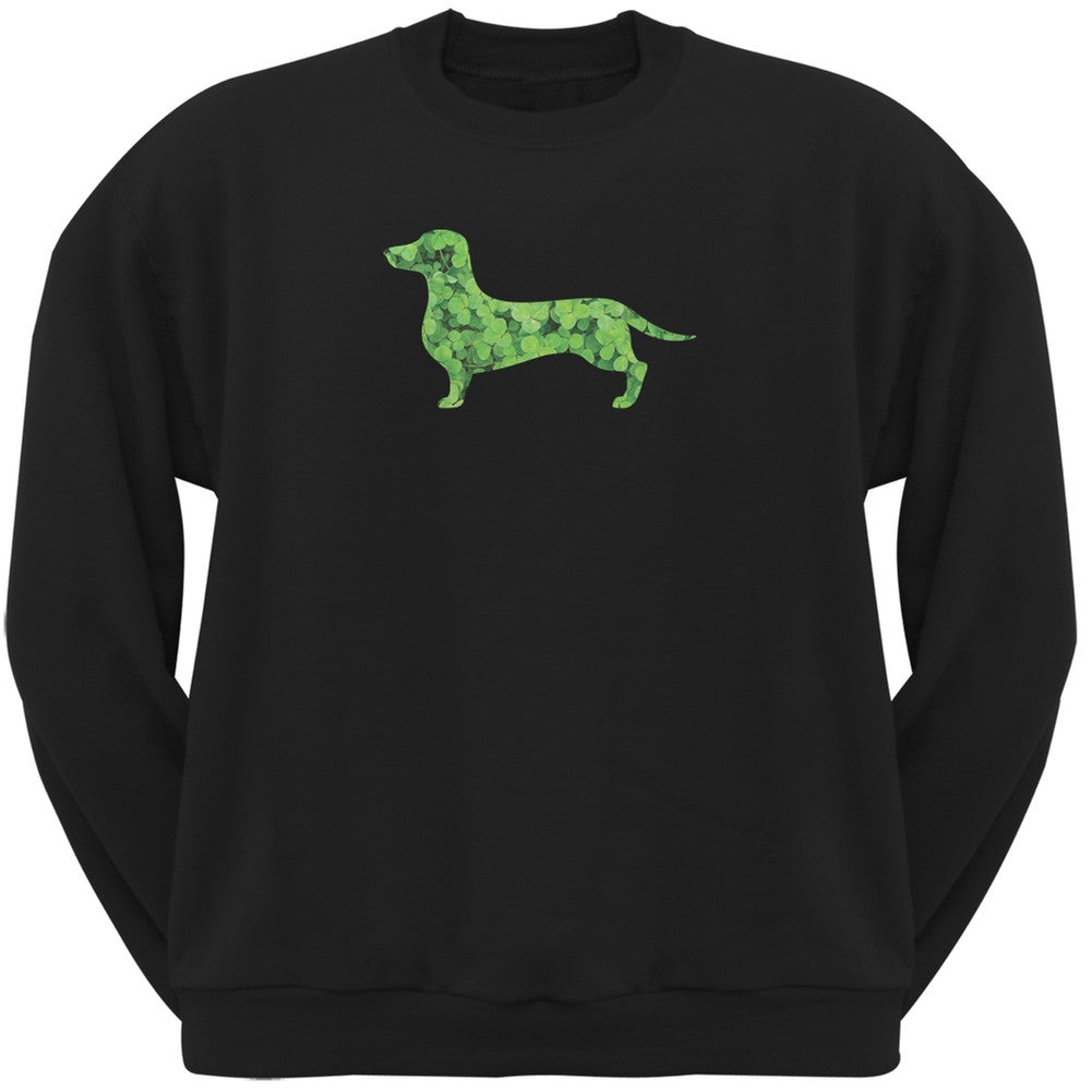St. Patricks Day - Dachshund Shamrock Black Adult Sweatshirt Sweatshirts Old Glory 2XL Black