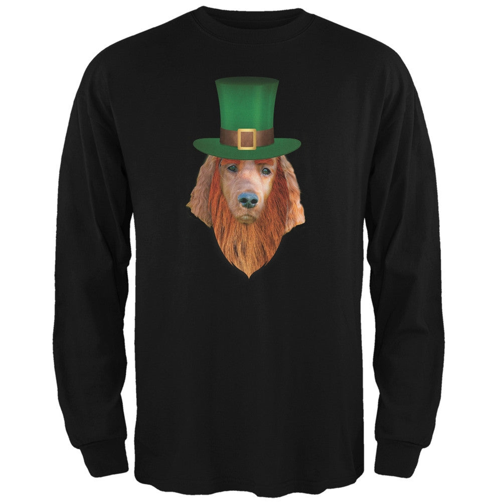 St. Patricks Day - Irish Setter Leprechaun Forest Green Adult Long Sleeve T-Shirt Men's Long Sleeves Old Glory 2XL Dark Green