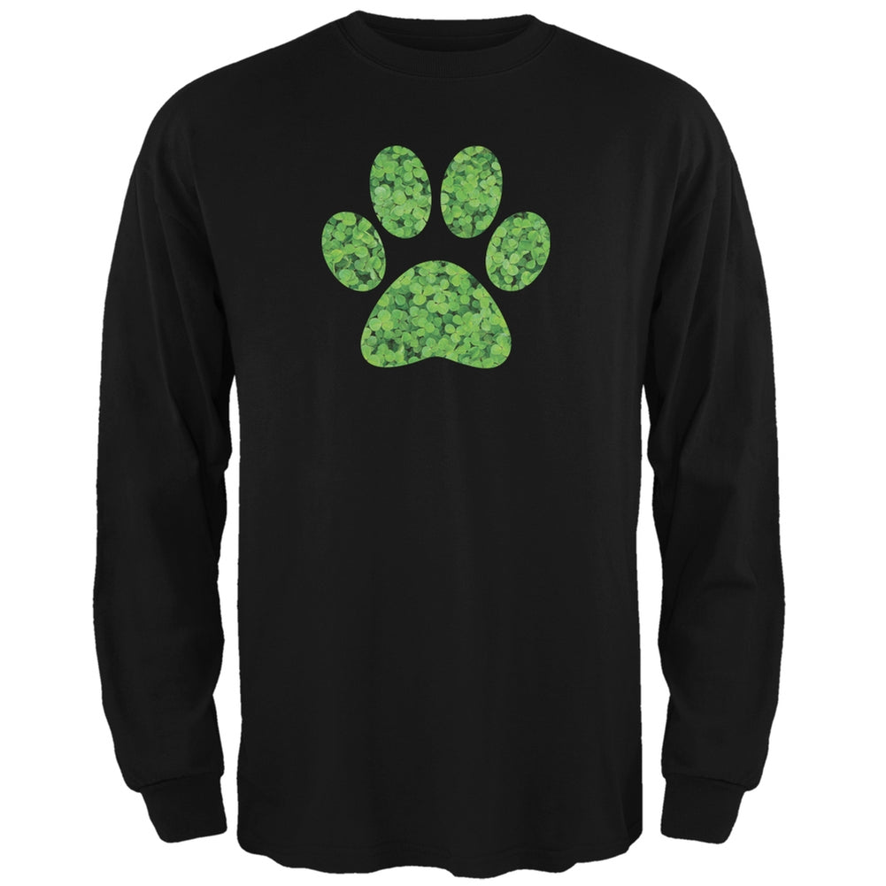 St. Patricks Day - Dog Paw Black Adult Long Sleeve T-Shirt Men's Long Sleeves Old Glory 2XL Black