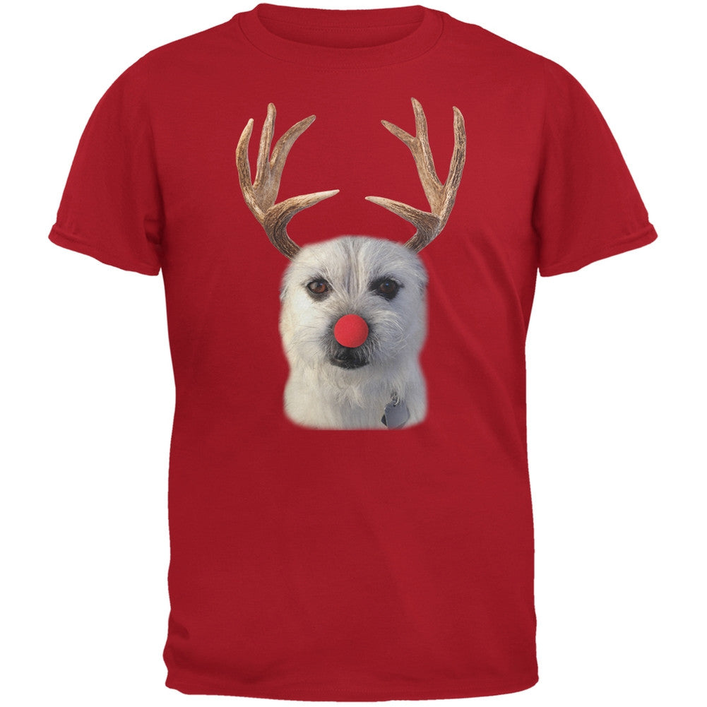 Funny Reindeer Dog Ugly Christmas Sweater Youth T-Shirt Youth T-Shirts Old Glory KLG Red
