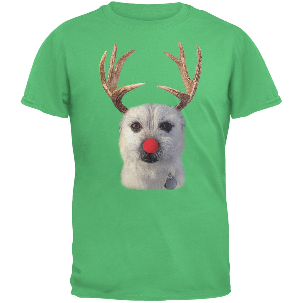 Funny Reindeer Dog Ugly Christmas Sweater Green Adult T-Shirt Men's T-Shirts Old Glory