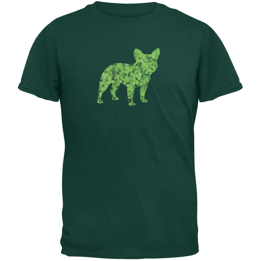 St. Patricks Day - French Bulldog Shamrock Forest Green Adult T-Shirt Men's T-Shirts Old Glory 2XL Dark Green