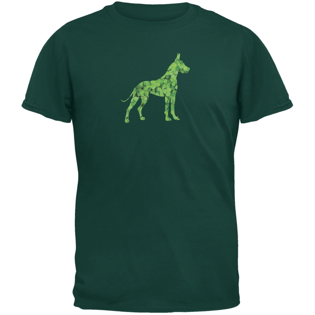 St. Patricks Day - Great Dane Shamrock Forest Green Adult T-Shirt Men's T-Shirts Old Glory 2XL Dark Green