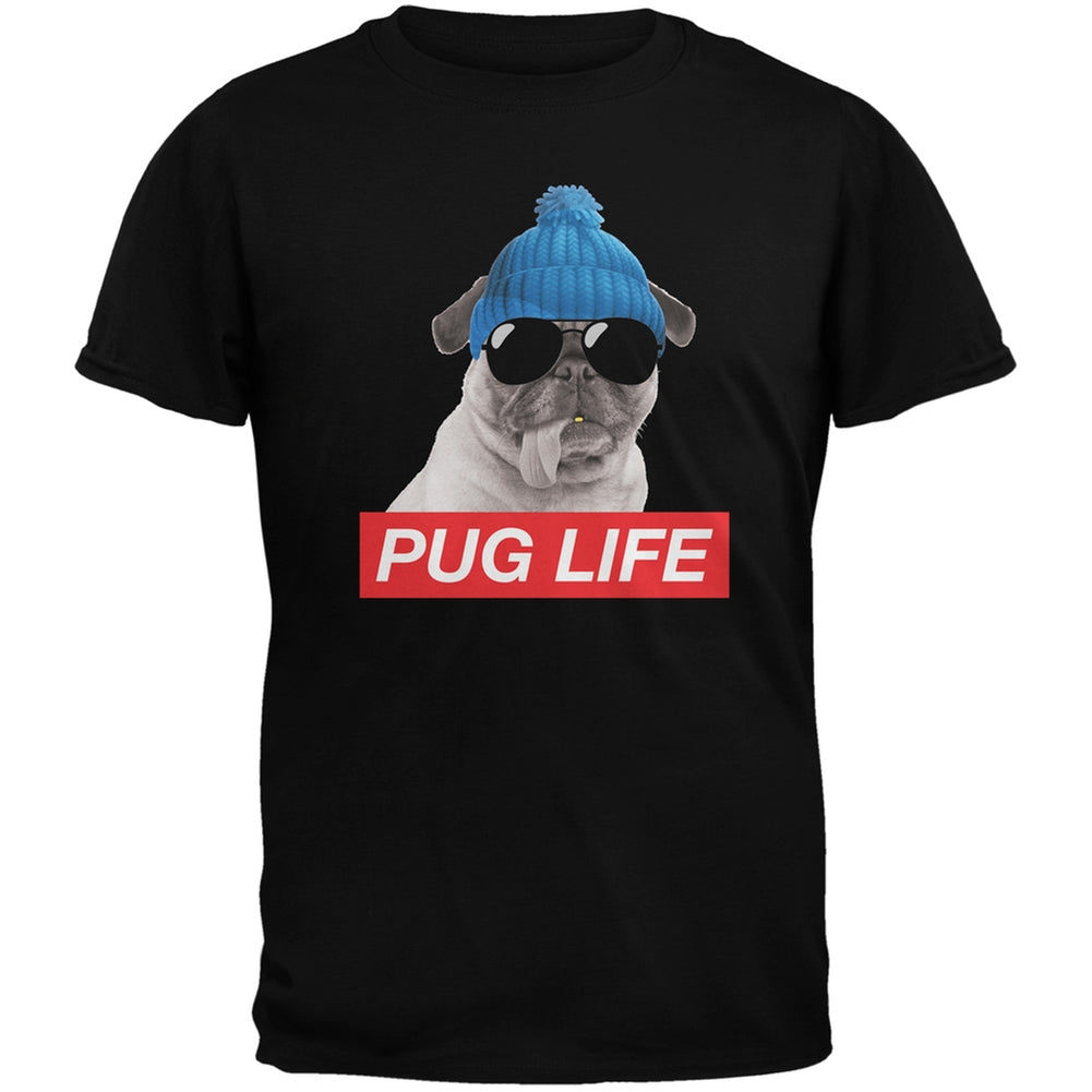 Pug Life Adult Black T-Shirt Men's T-Shirts Old Glory 2XL Black