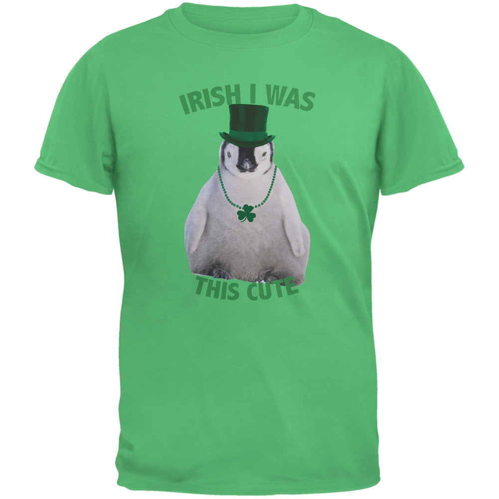 St. Patrick's Day - Irish I Was This Cute Penguin Irish Green Adult T-Shirt Men's T-Shirts Old Glory 2XL Dark Green