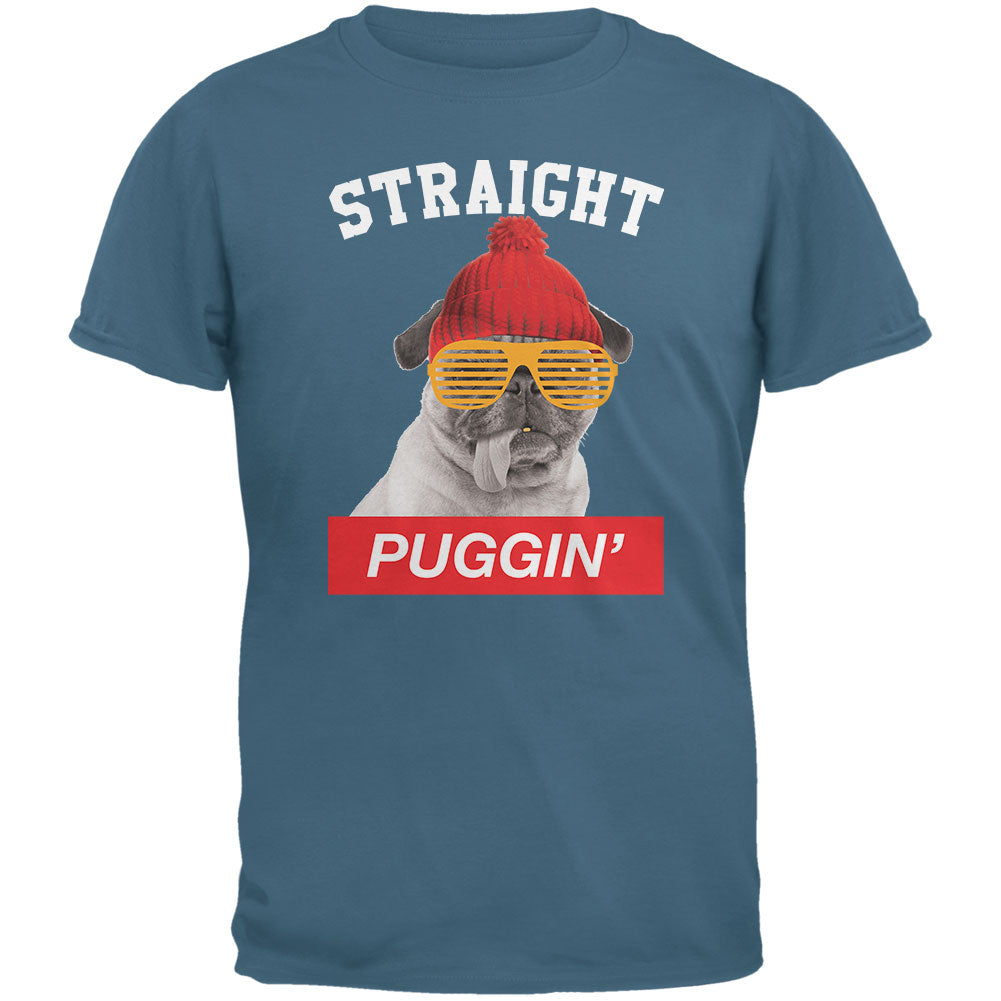 Straight Puggin' Indigo Adult Blue T-Shirt Men's T-Shirts Old Glory 2XL Blue