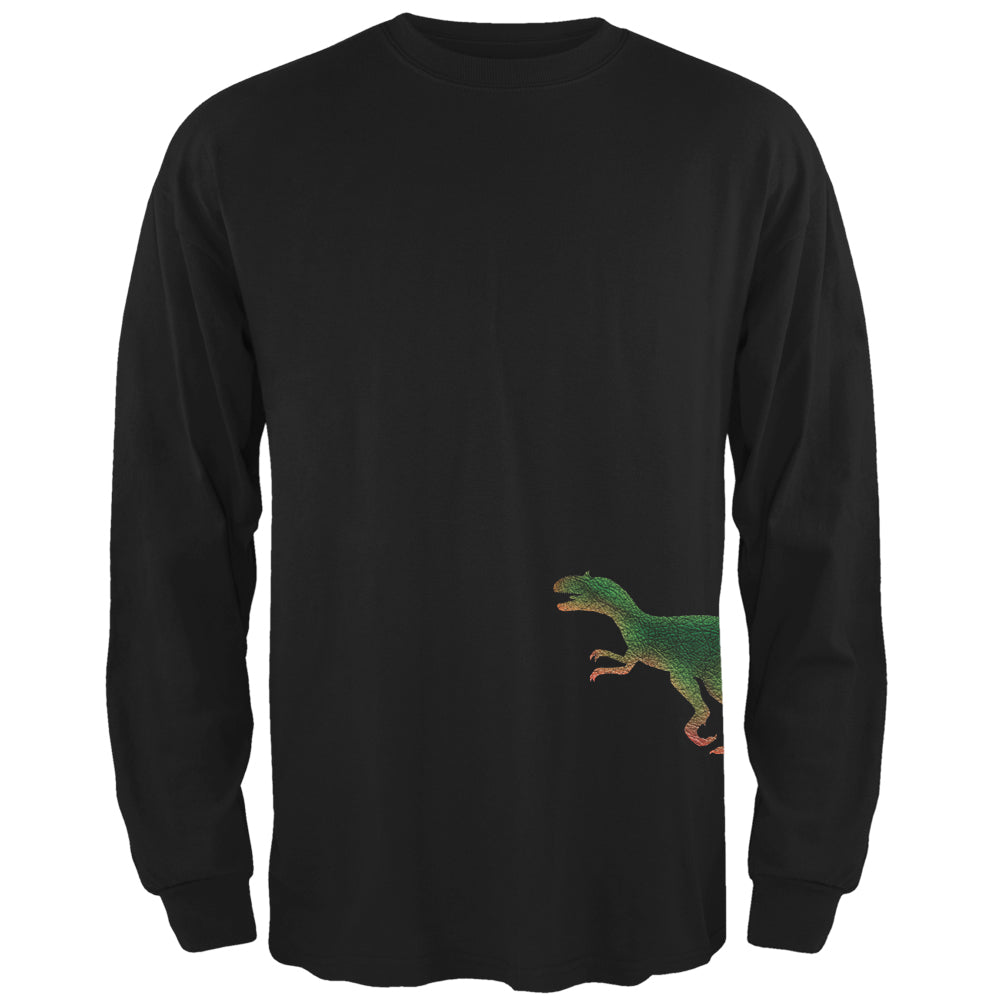 Allosaurus Dinosaur Distressed Black Adult Long Sleeve T-Shirt Men's Long Sleeves Old Glory 2XL Black