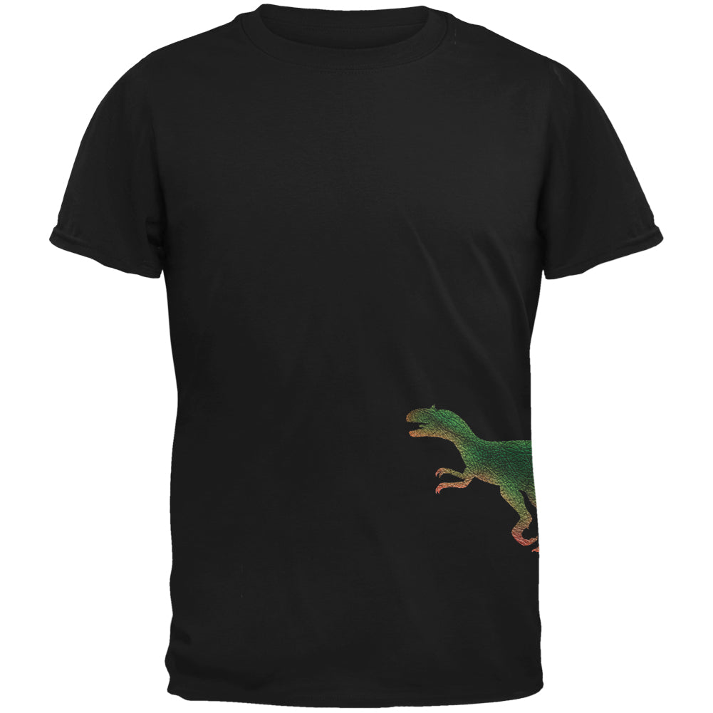 Allosaurus Dinosaur Distressed Black Adult T-Shirt Men's T-Shirts Old Glory 2XL Black