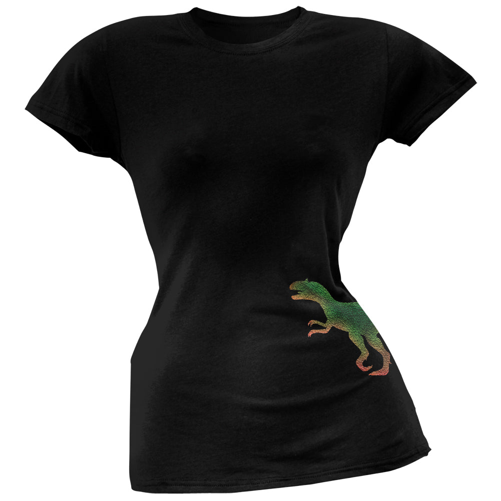 Allosaurus Dinosaur Distressed Black Juniors Soft T-Shirt Juniors T-Shirts Old Glory 2XL Black