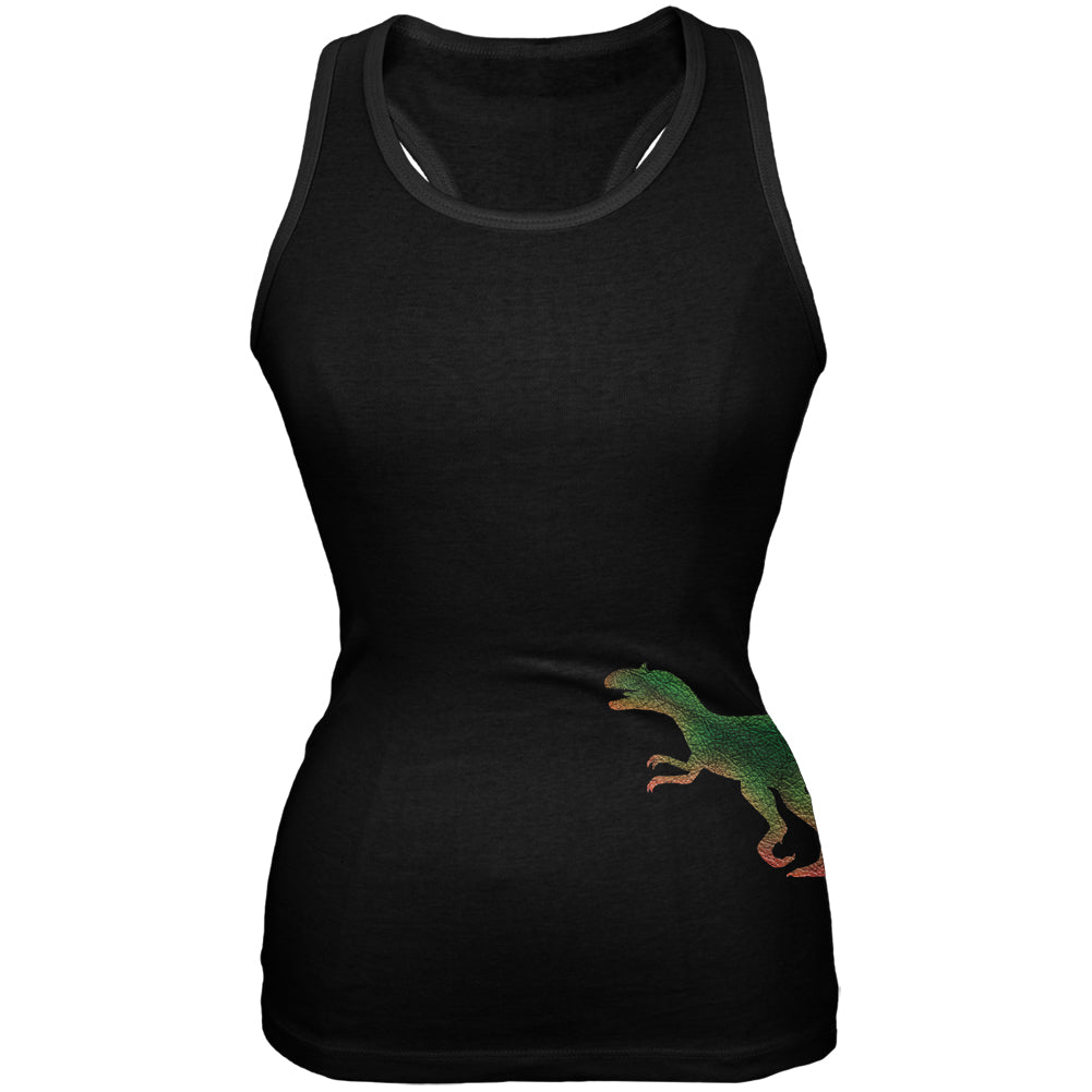Allosaurus Dinosaur Distressed Black Juniors Soft Tank Top Tank Tops Old Glory 2XL Black