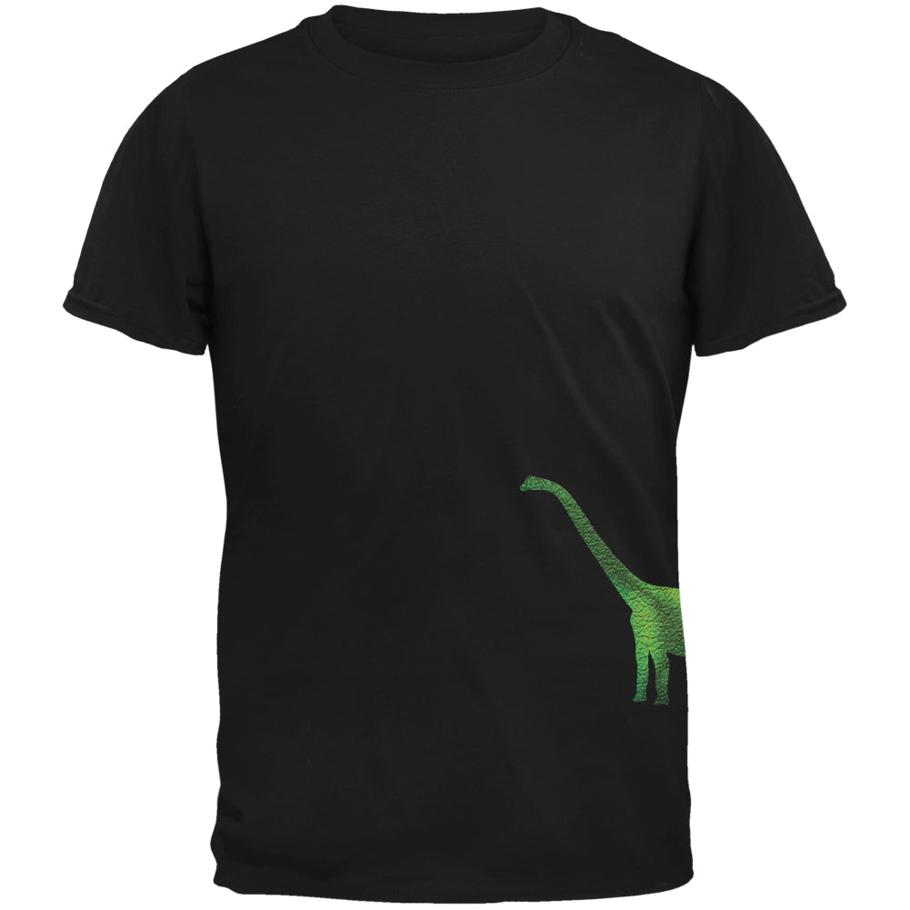 Brachiosaurus Dinosaur Distressed Black Adult T-Shirt Men's T-Shirts Old Glory 2XL Black