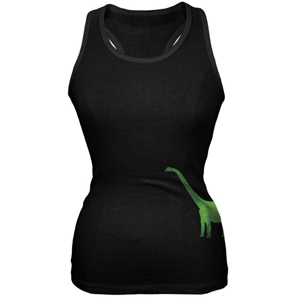 Brachiosaurus Dinosaur Distressed Black Juniors Soft Tank Top Tank Tops Old Glory 2XL Black